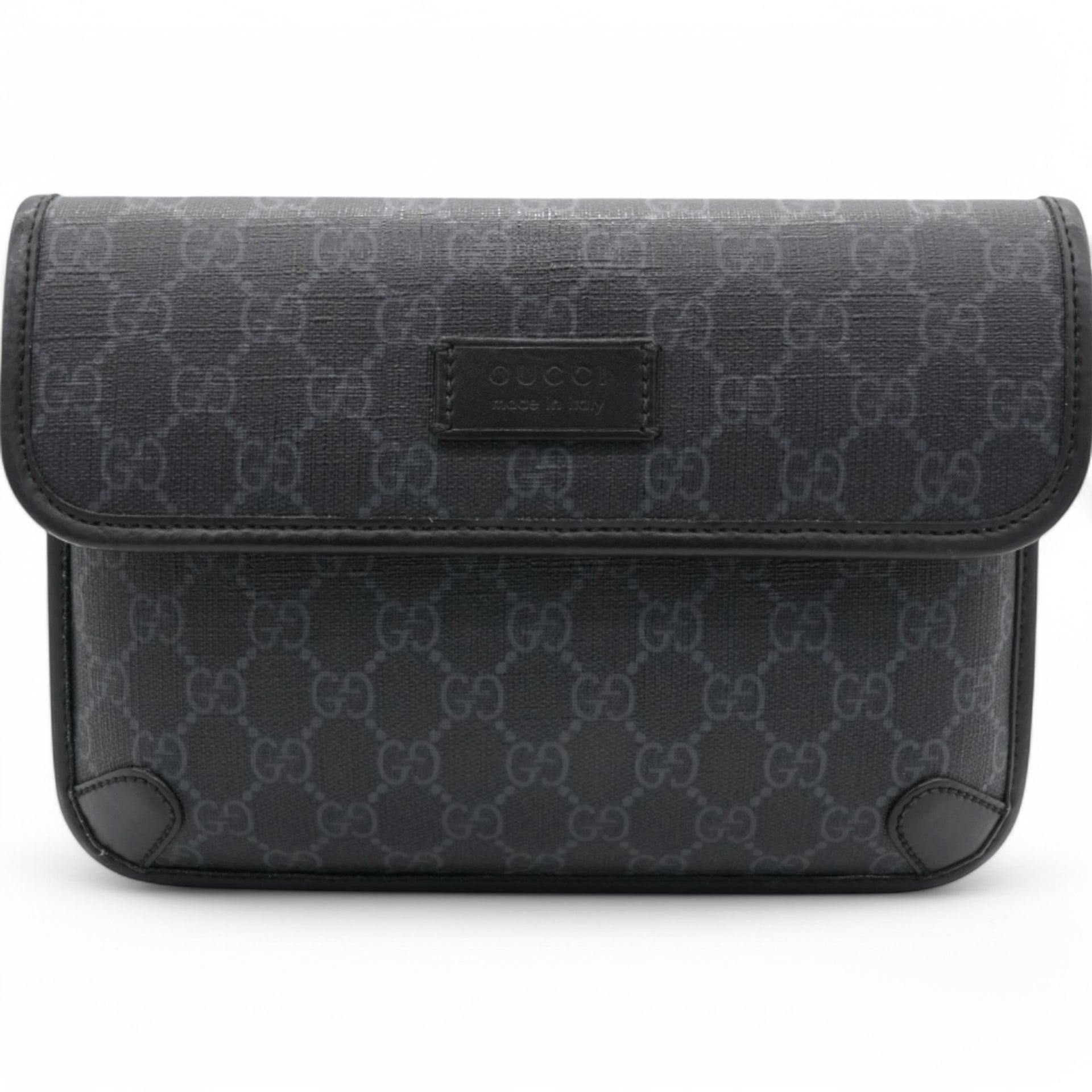 GG Supreme Monogram Web Slim Belt Bag Black Grey