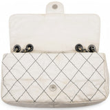 Glazed Goatskin Double Stitch Flap White