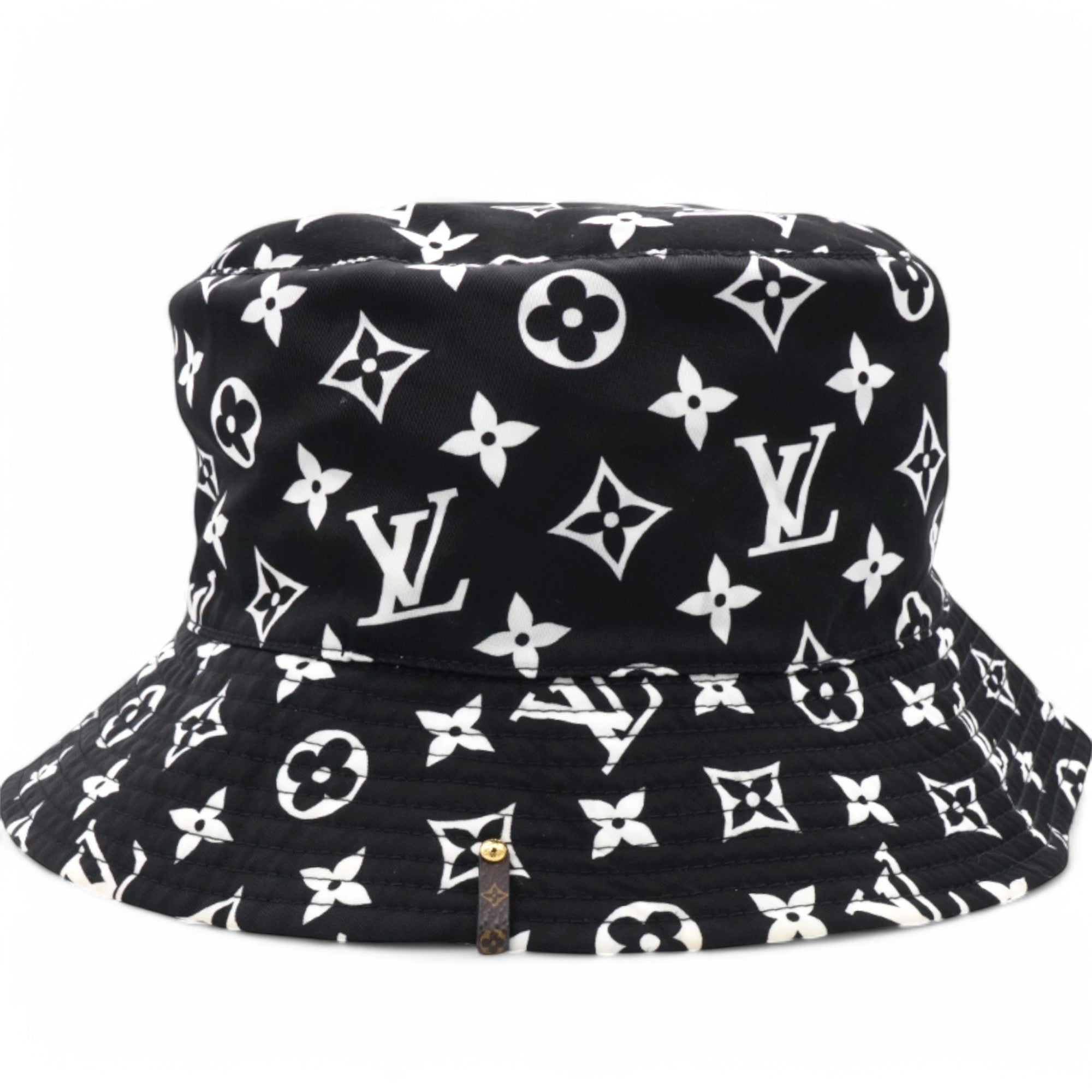 Nylon Monogram Reversible Bob Bucket Hat Black White Size M