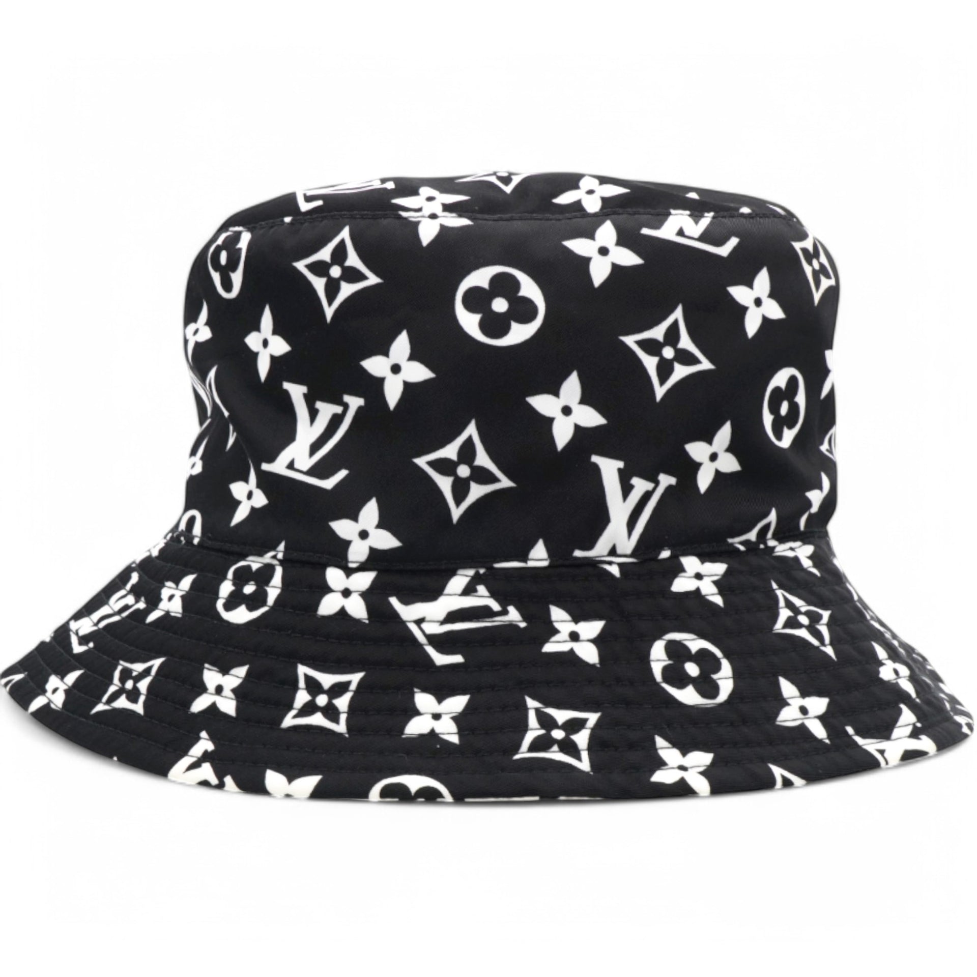 Nylon Monogram Reversible Bob Bucket Hat Black White Size M