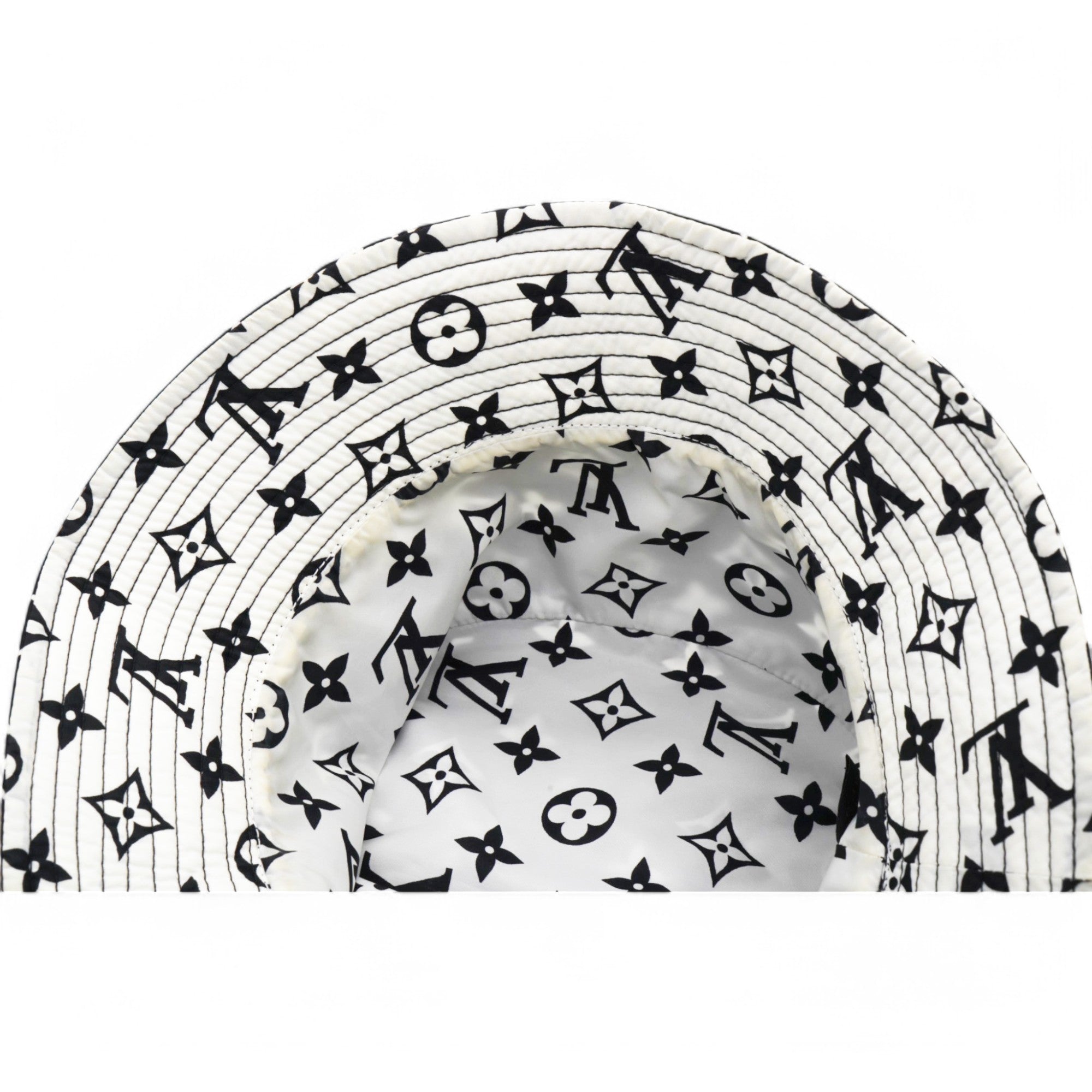 Nylon Monogram Reversible Bob Bucket Hat Black White Size M