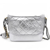 Metallic Aged Quilted Gabrielle Hobo Silver Small