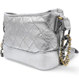 Metallic Aged Quilted Gabrielle Hobo Silver Small