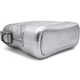 Metallic Aged Quilted Gabrielle Hobo Silver Small