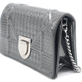 Metallic Patent Micro-Cannage Baby Diorama Flap Bag Silver