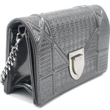 Metallic Patent Micro-Cannage Baby Diorama Flap Bag Silver