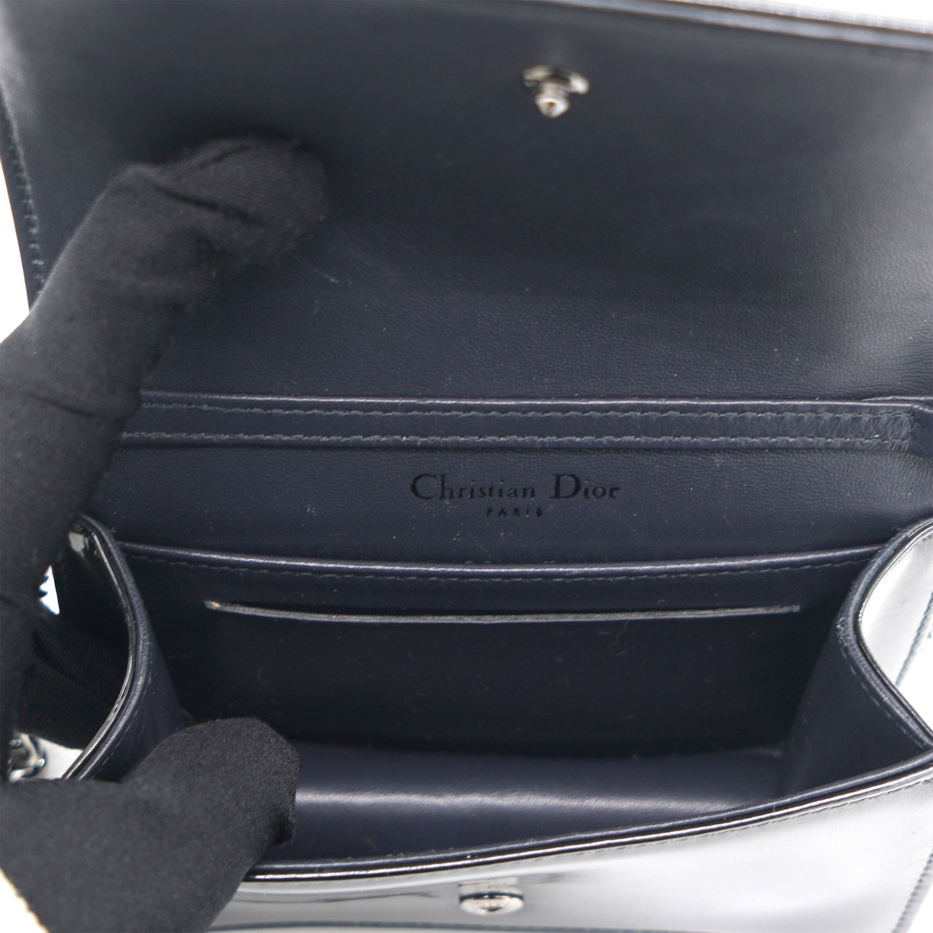 Christian Dior Metallic Silver Micro Cannage Leather Baby Diorama Flap Bag  - Yoogi's Closet