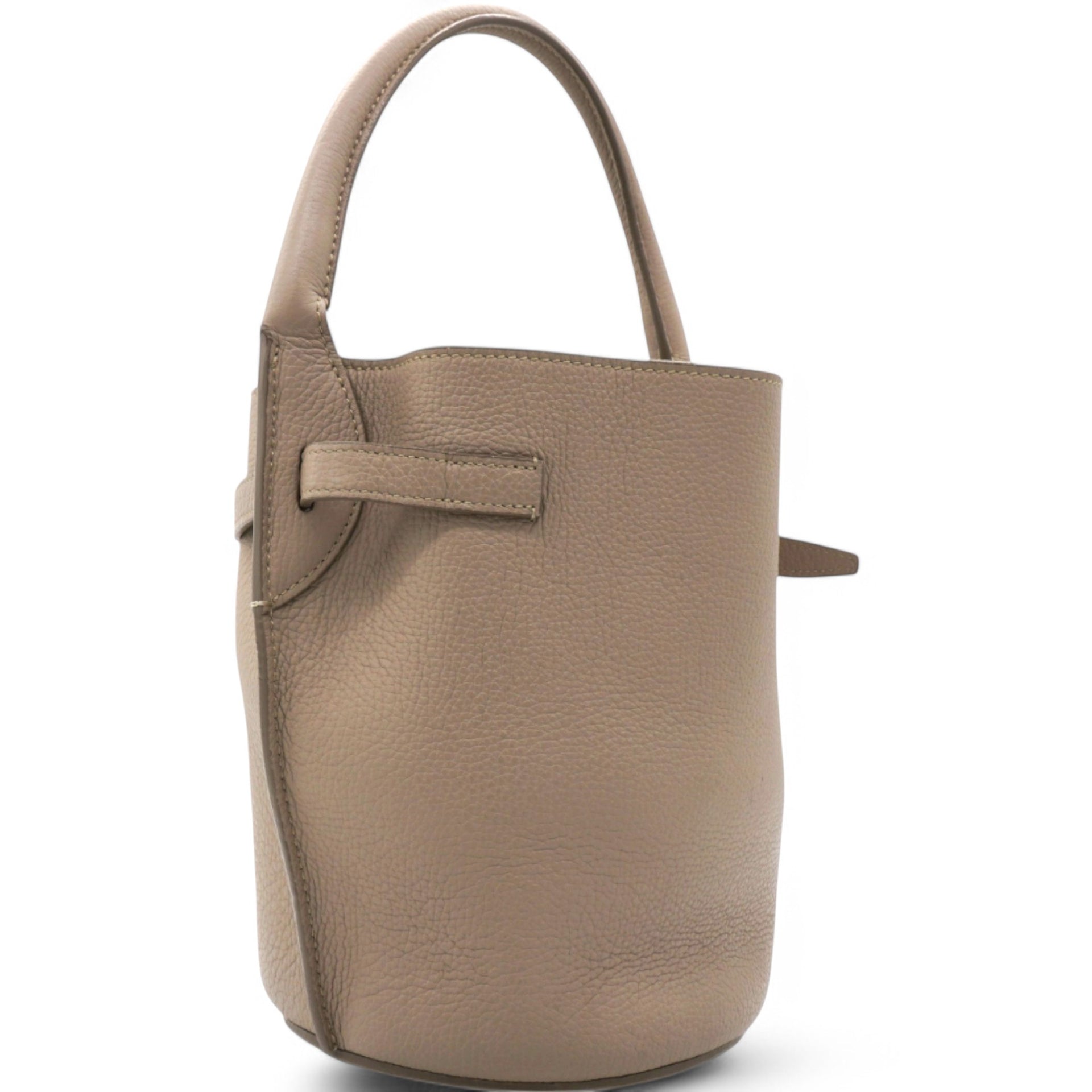 Big Bag Nano Bucket With Long Strap In Grained Calfskin Light Taupe