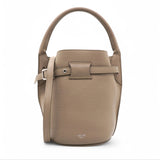 Big Bag Nano Bucket With Long Strap In Grained Calfskin Light Taupe