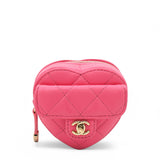 Lambskin Quilted CC In Love Heart Zipped Arm Coin Purse Pink