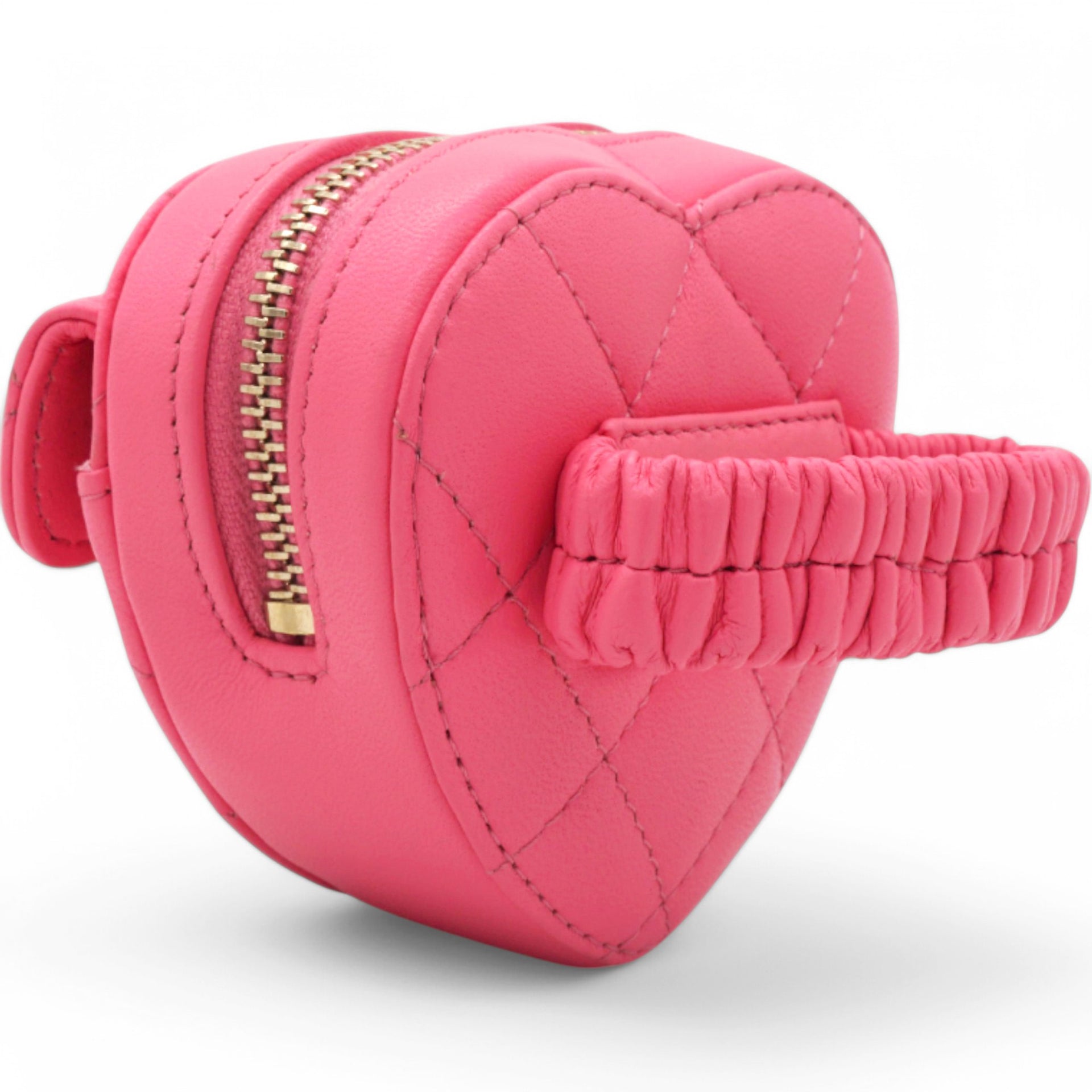 Lambskin Quilted CC In Love Heart Zipped Arm Coin Purse Pink