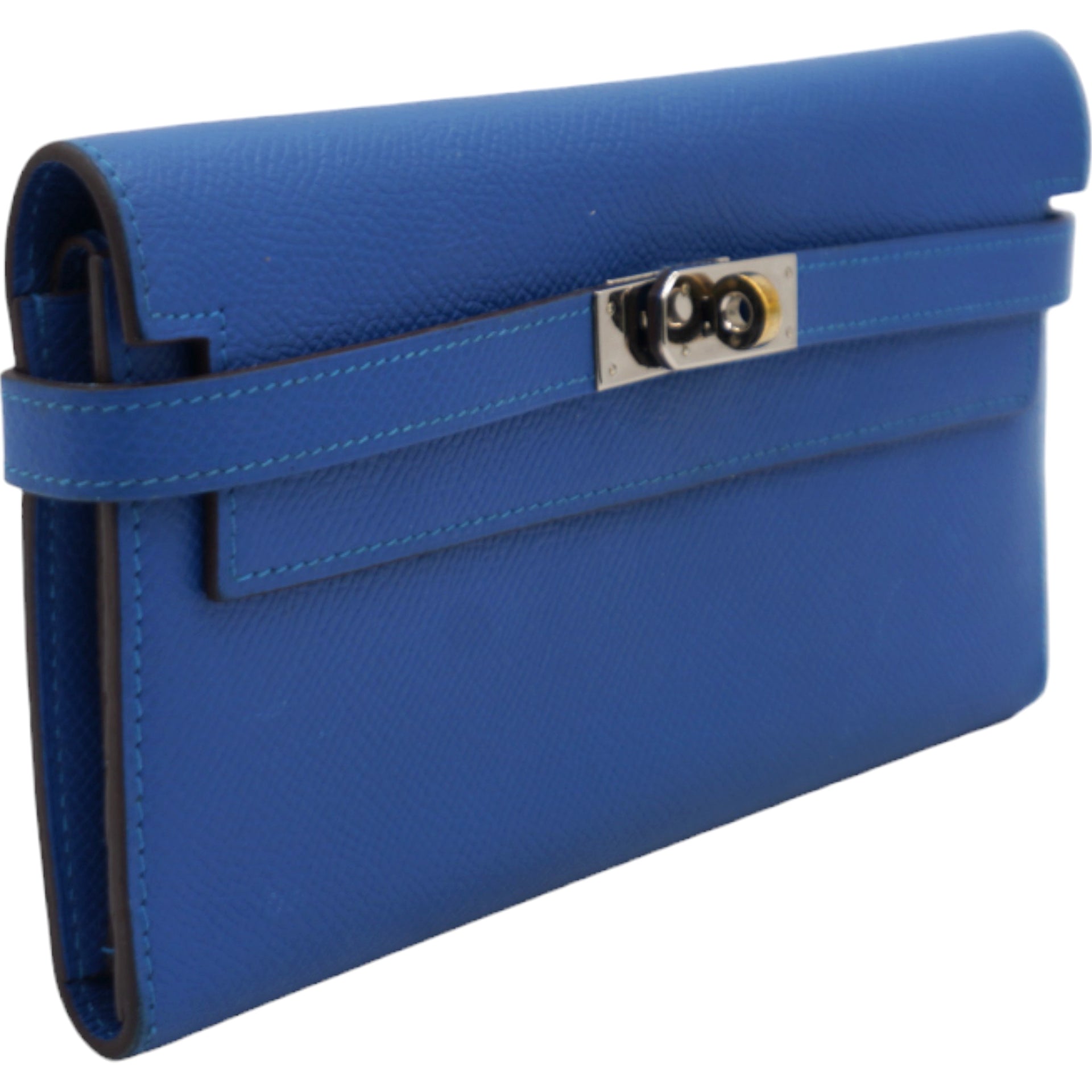 Epsom Kelly Longue Wallet Bleu Saphir