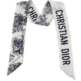 Silk Toile De Jouy Mitzah Scarf Navy Blue