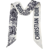 Silk Toile De Jouy Mitzah Scarf Navy Blue