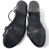 Black Rubber Rockstud Flat Sandals Size35