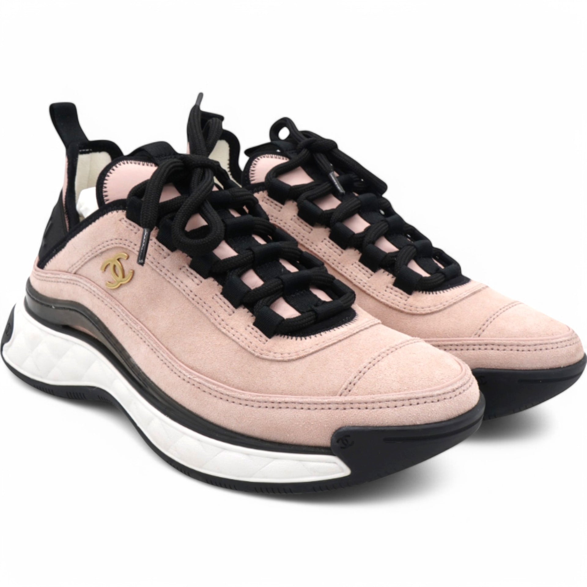 Suede Nylon Grosgrain CC Sneakers Light Pink Size35.5