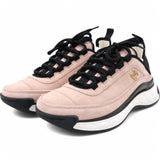 Suede Nylon Grosgrain CC Sneakers Light Pink Size35.5