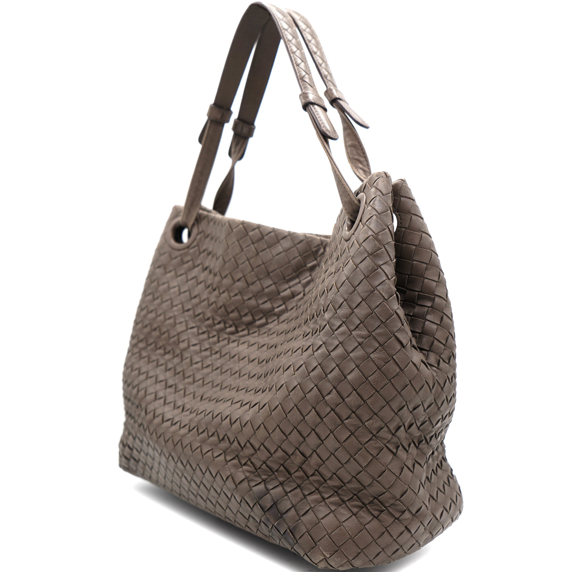 Intrecciato Leather Bella Tote Brown