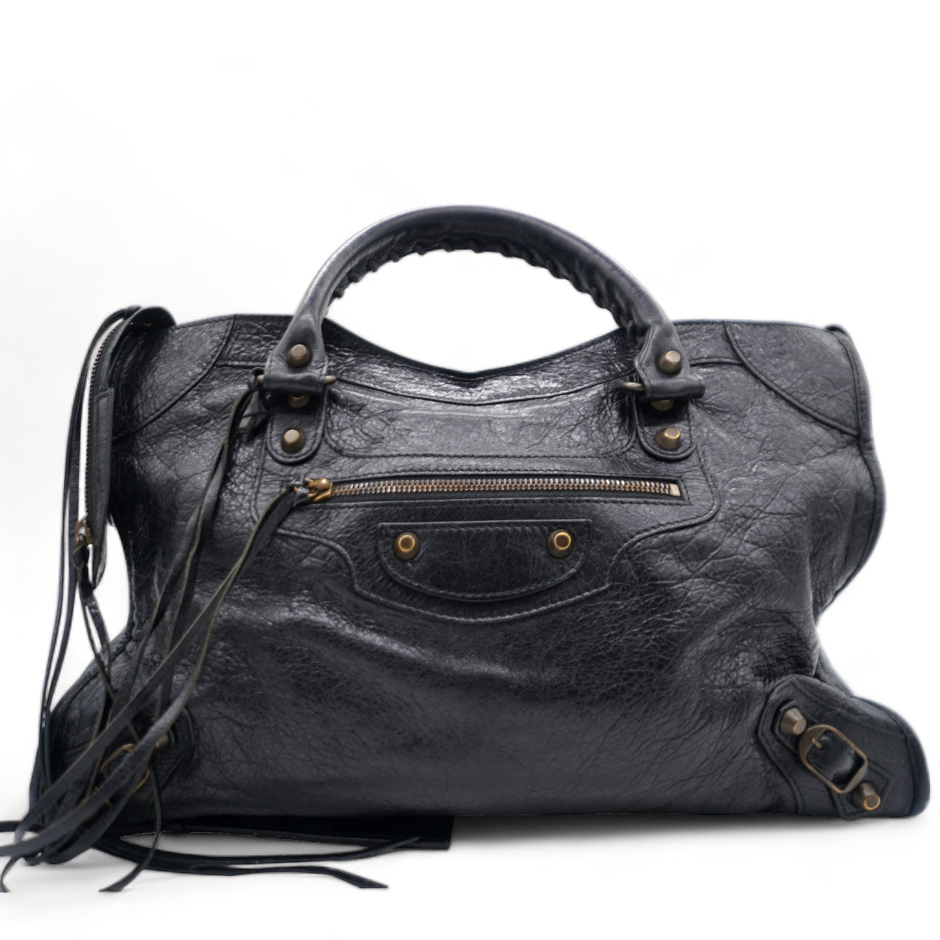 Black Leather Classic City Tote