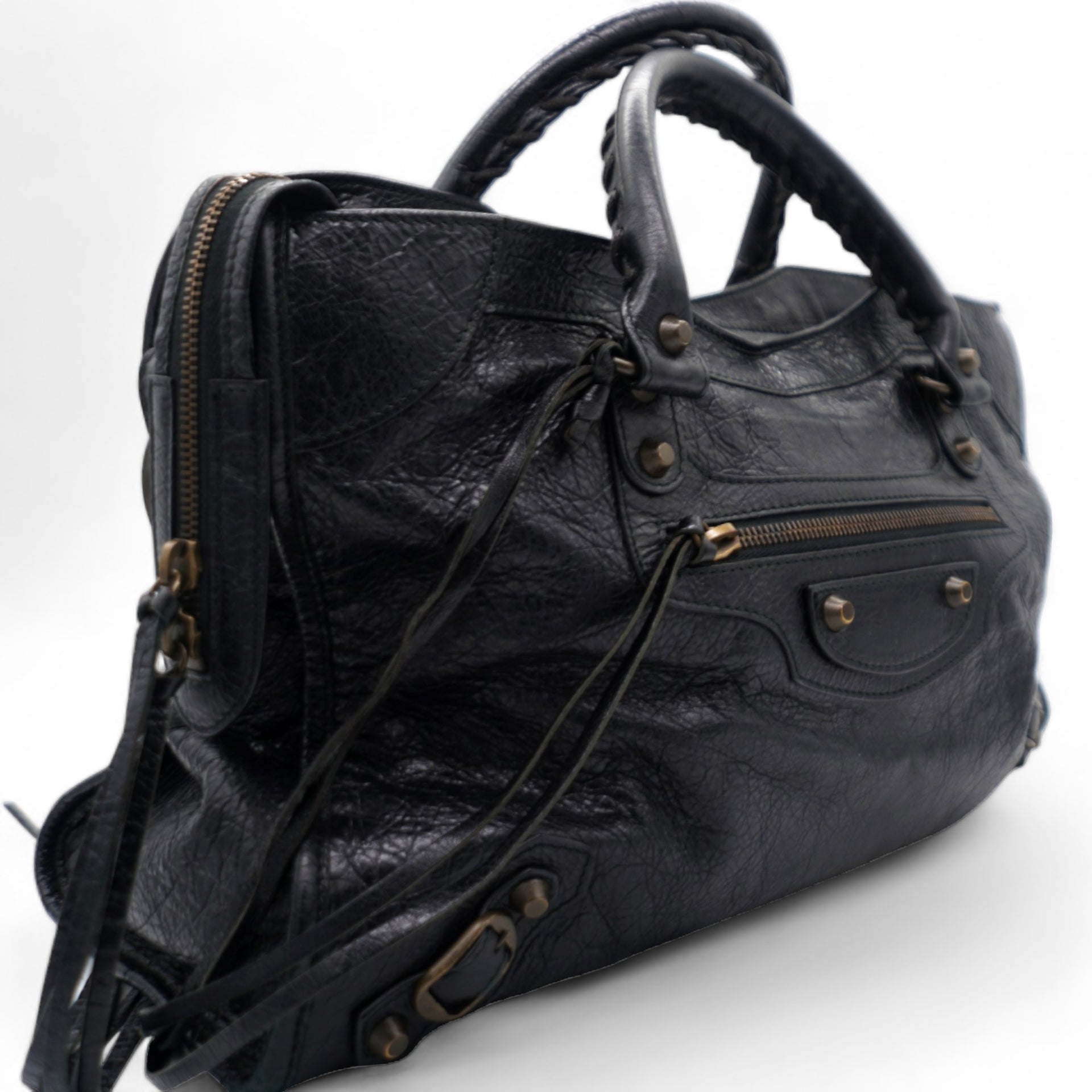 Black Leather Classic City Tote