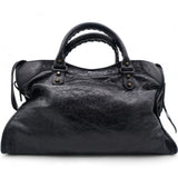 Black Leather Classic City Tote