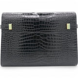 Shiny Crocodile Embossed Manhattan Baguette Black