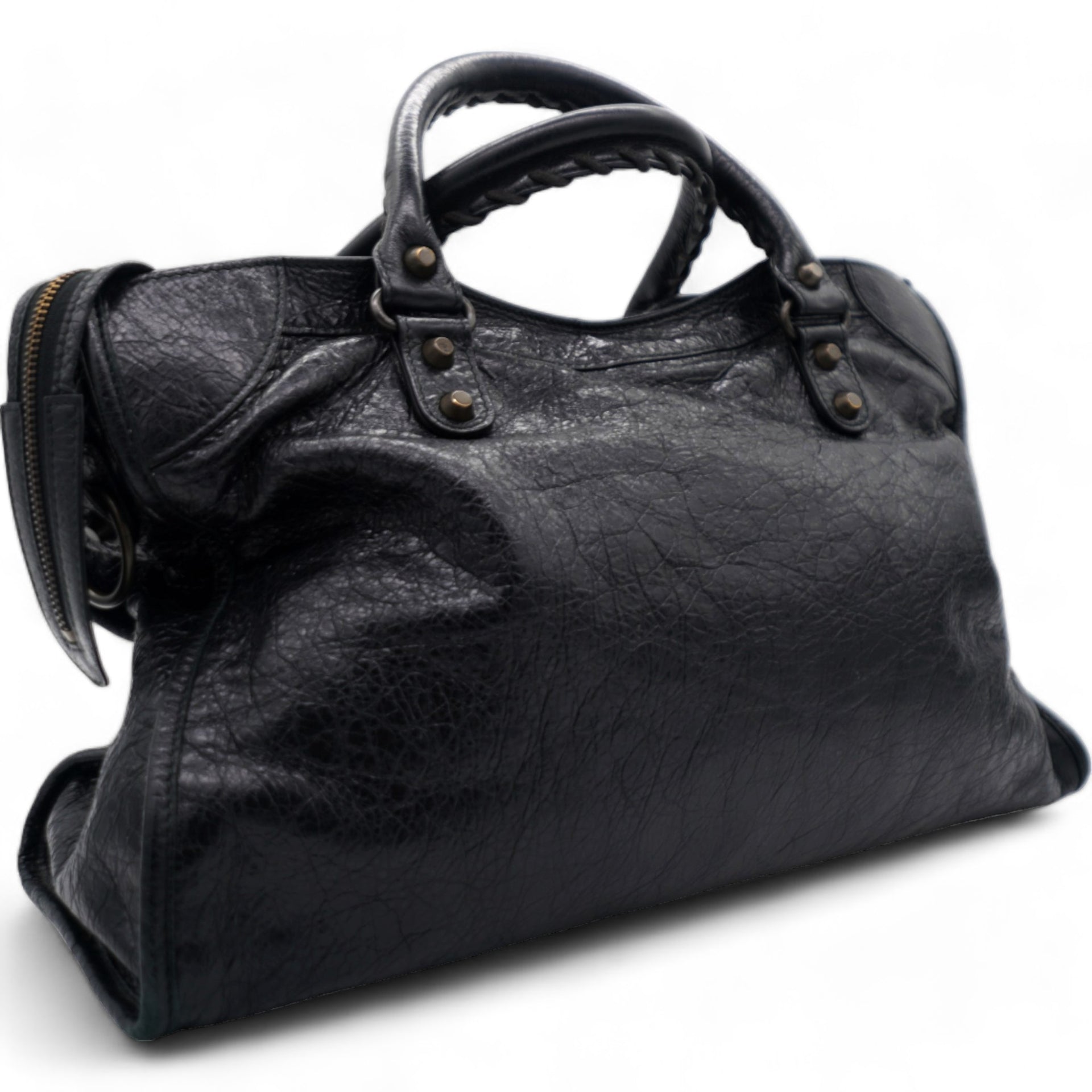 Black Leather Classic City Tote