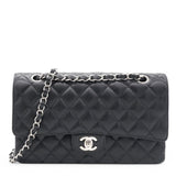 Caviar Quilted Medium Double Flap Black