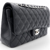 Caviar Quilted Medium Double Flap Black