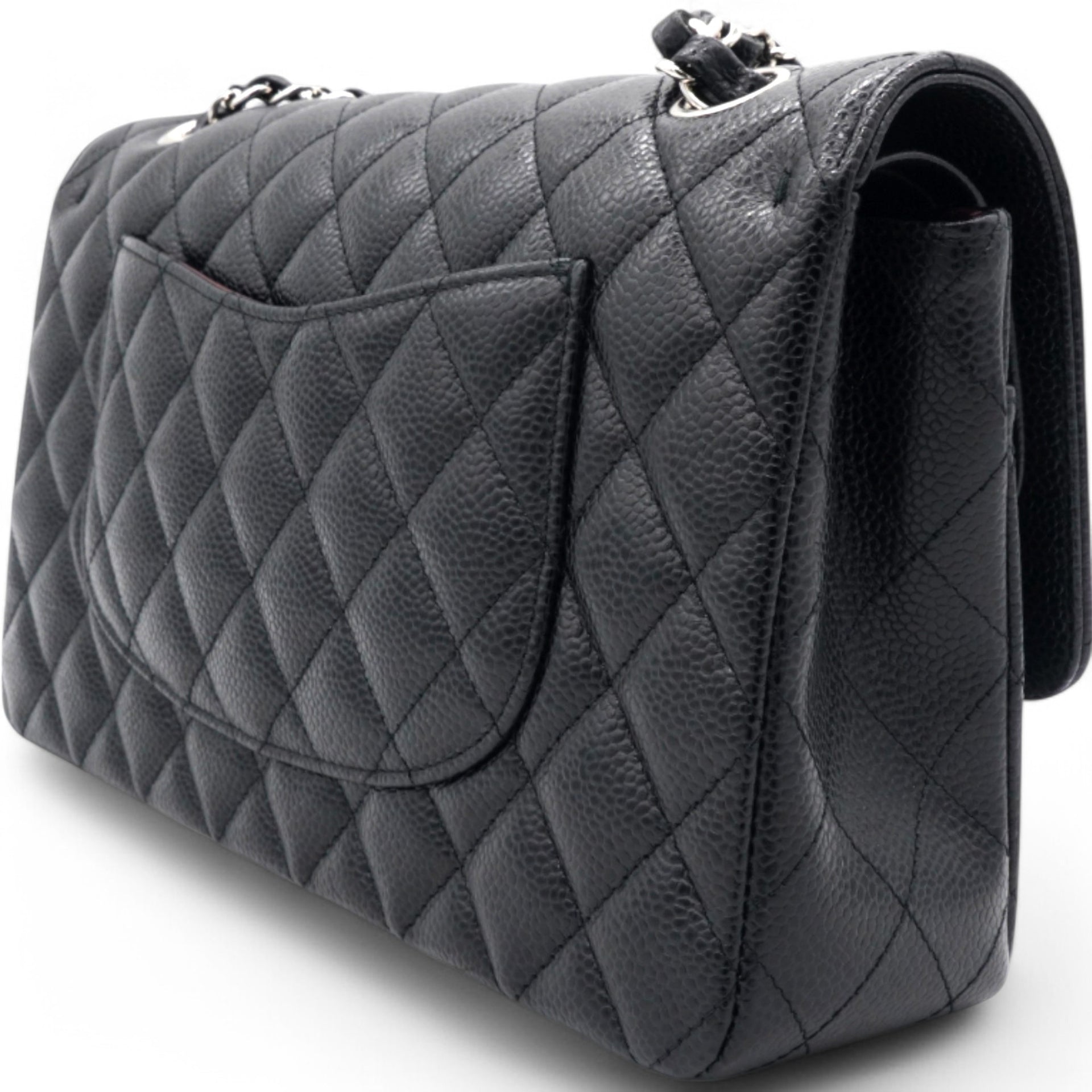 Caviar Quilted Medium Double Flap Black