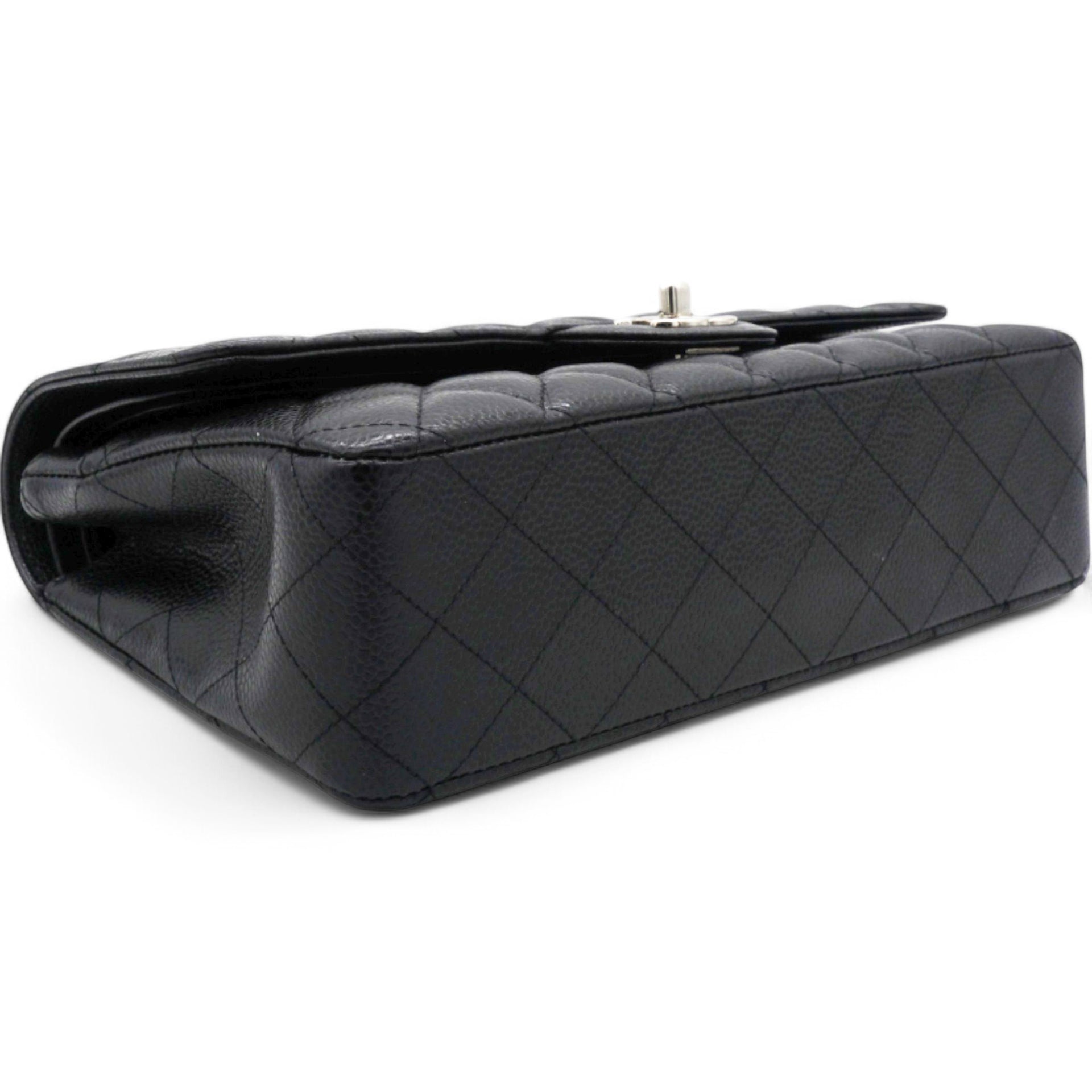 Caviar Quilted Medium Double Flap Black