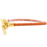 Glenan Braided Orange Leather Gold Plated Toggle Bracelet