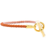 Glenan Braided Orange Leather Gold Plated Toggle Bracelet