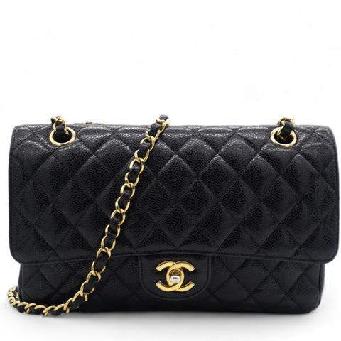 Caviar Quilted  Double Flap Black