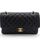 Caviar Quilted  Double Flap Black