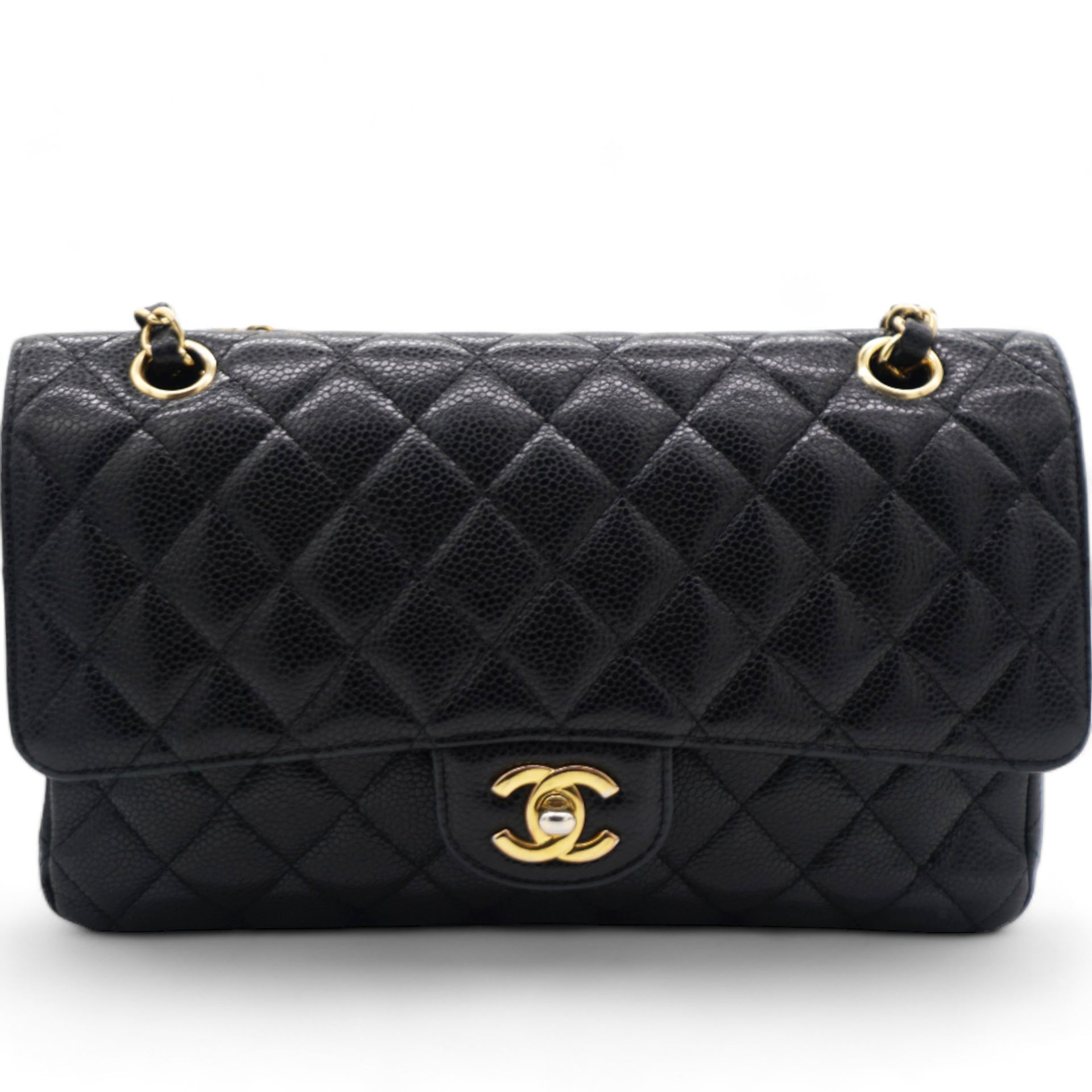 Caviar Quilted  Double Flap Black