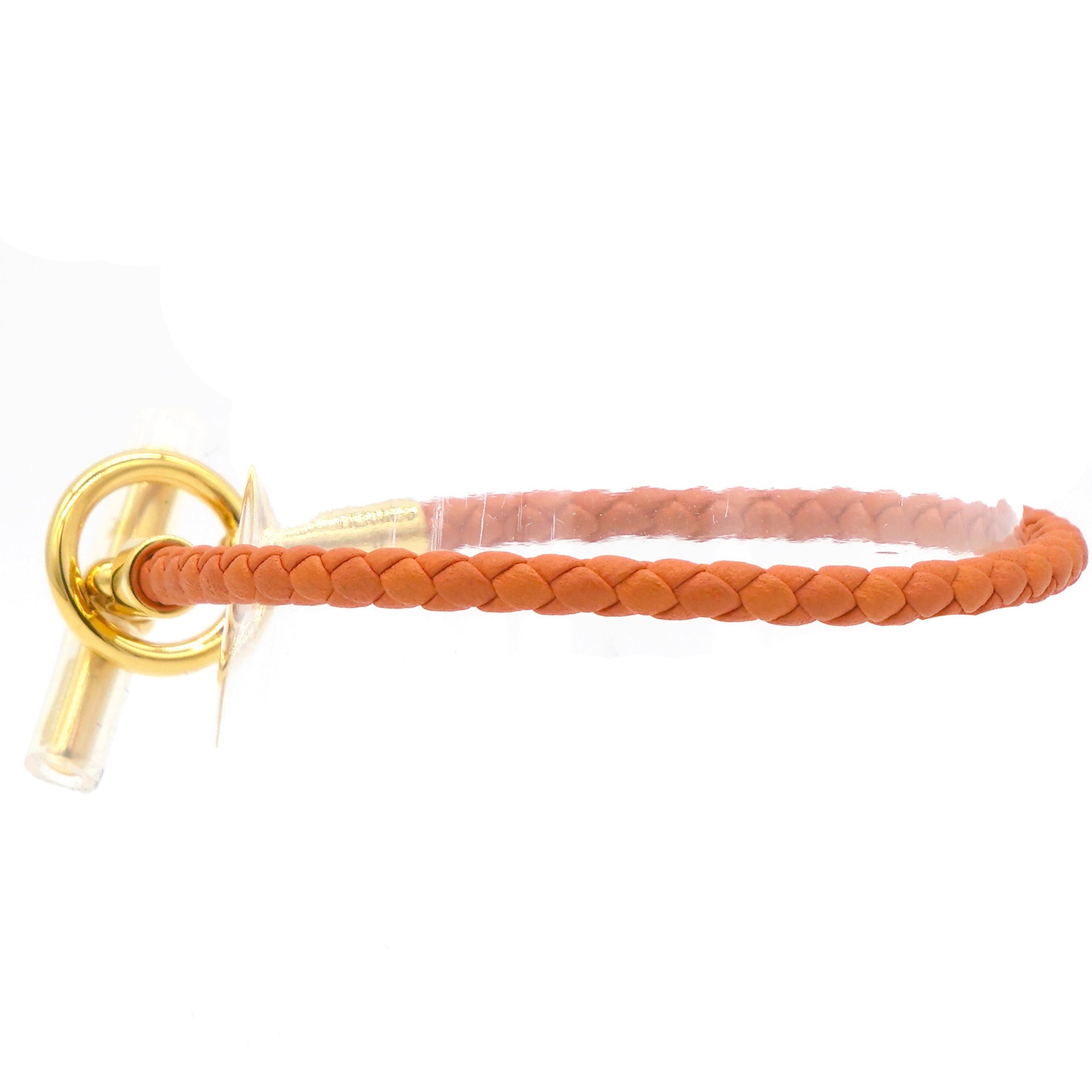 Glenan Braided Orange Leather Gold Plated Toggle Bracelet