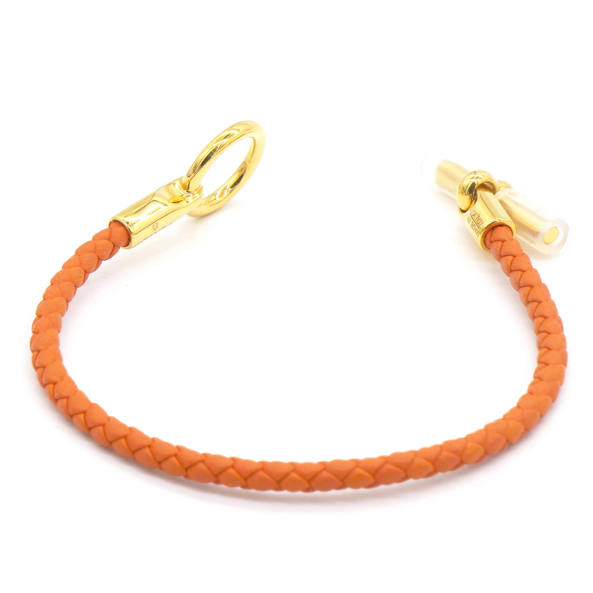 Glenan Braided Orange Leather Gold Plated Toggle Bracelet