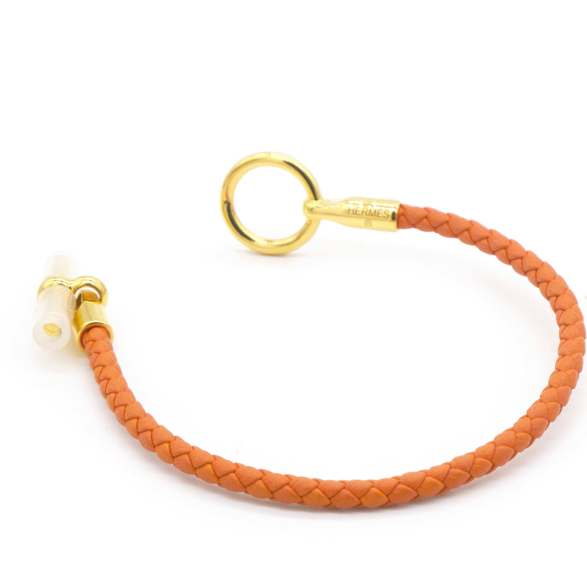 Glenan Braided Orange Leather Gold Plated Toggle Bracelet