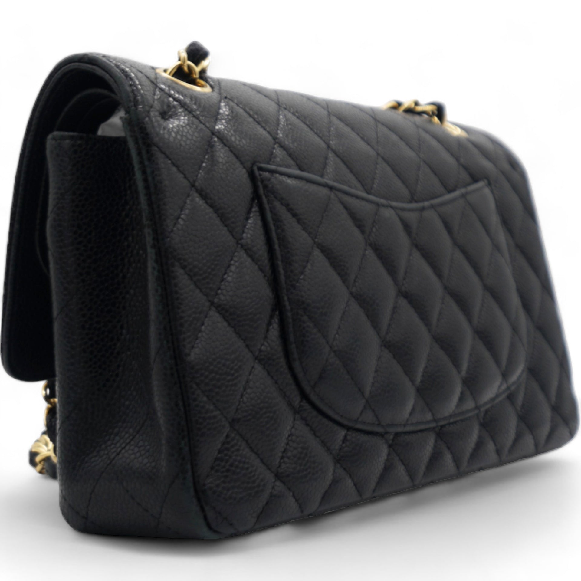 Caviar Quilted  Double Flap Black