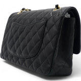 Caviar Quilted  Double Flap Black