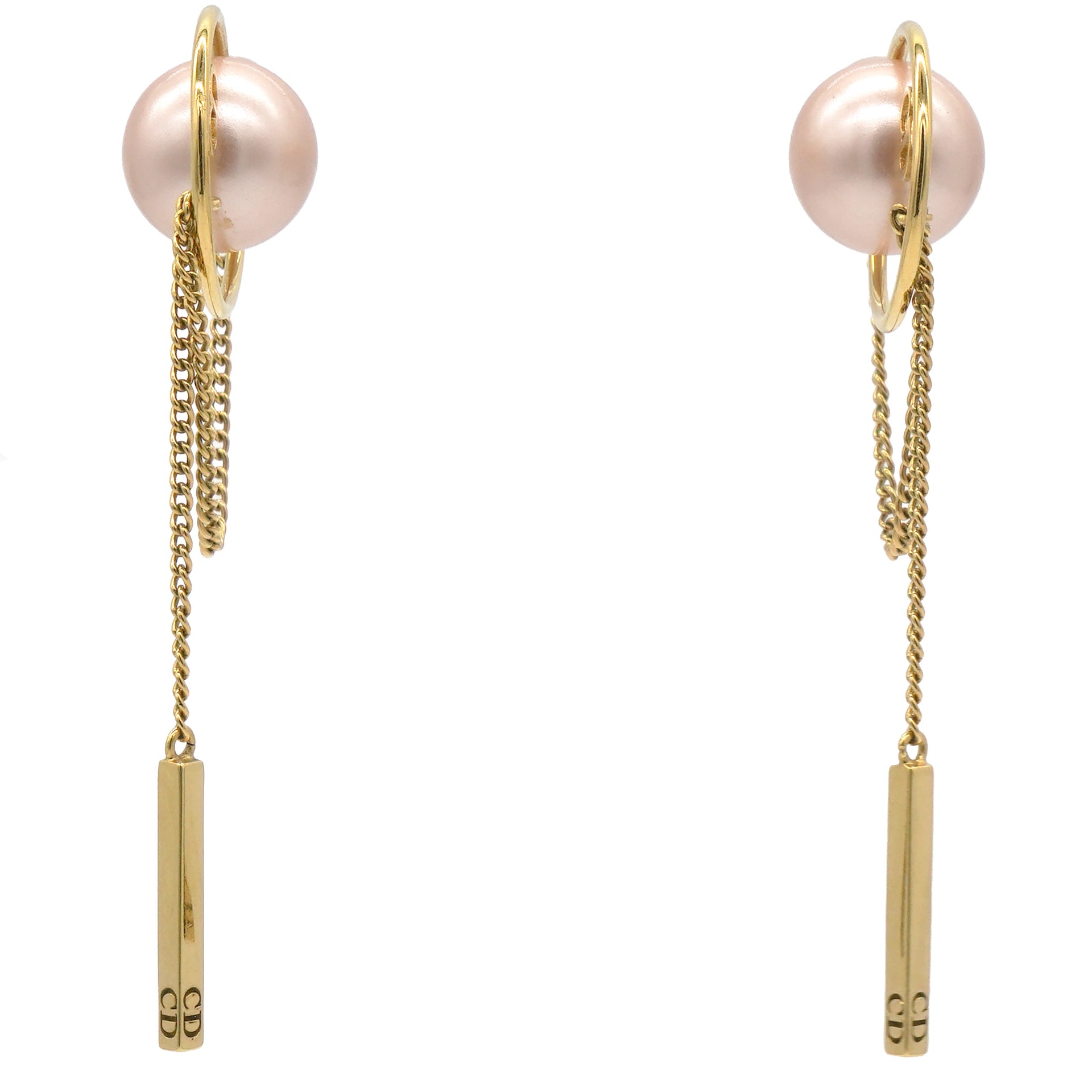 Tribales Faux Pearl Gold Tone Chain Dangle Earrings