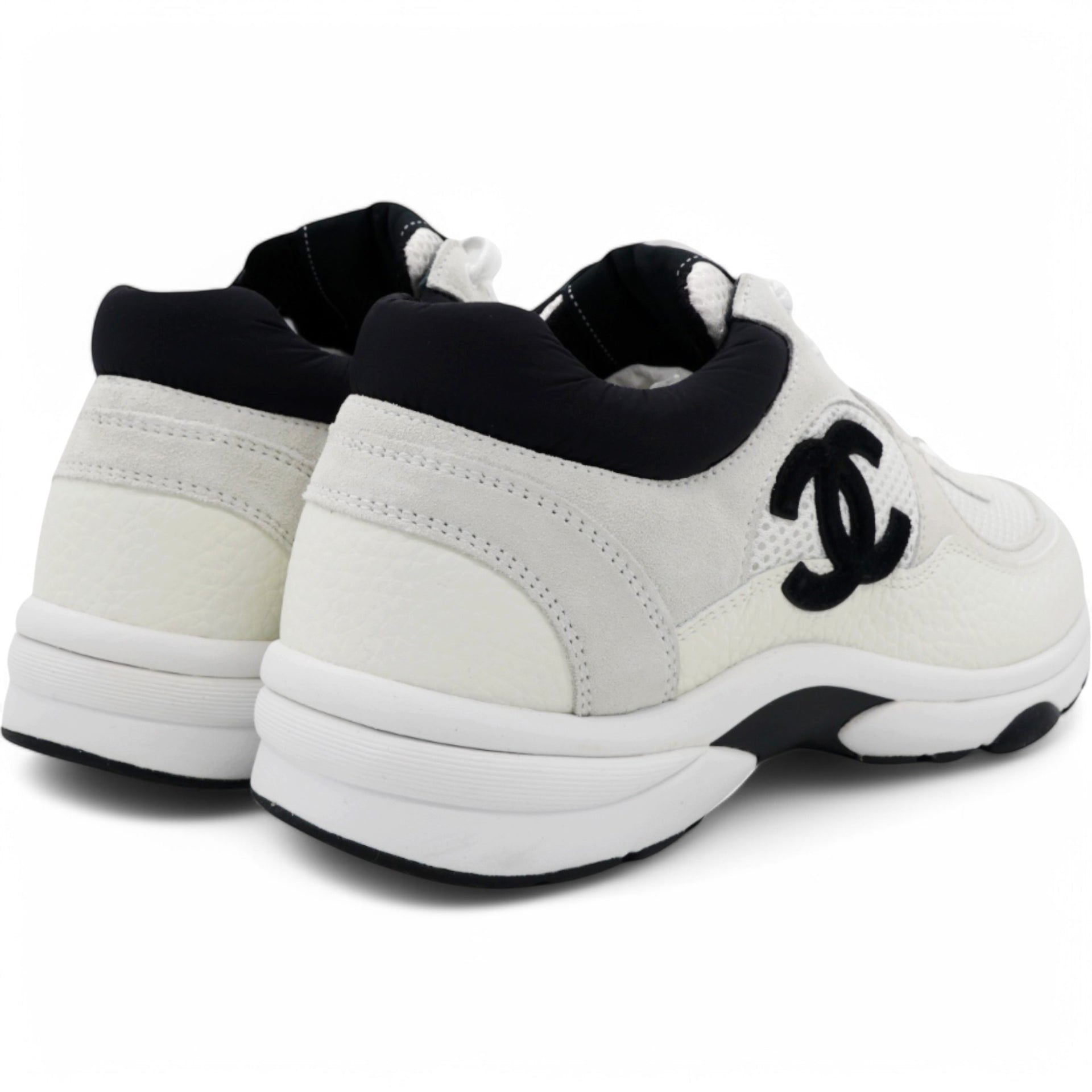 Mesh Suede Grained Womens CC Sneakers White Black Size39