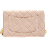 Lambskin Quilted CC Pearl Crush Wallet on Chain WOC Pink