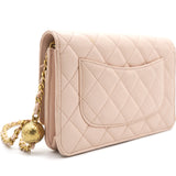 Lambskin Quilted CC Pearl Crush Wallet on Chain WOC Pink