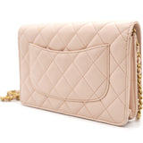 Lambskin Quilted CC Pearl Crush Wallet on Chain WOC Pink