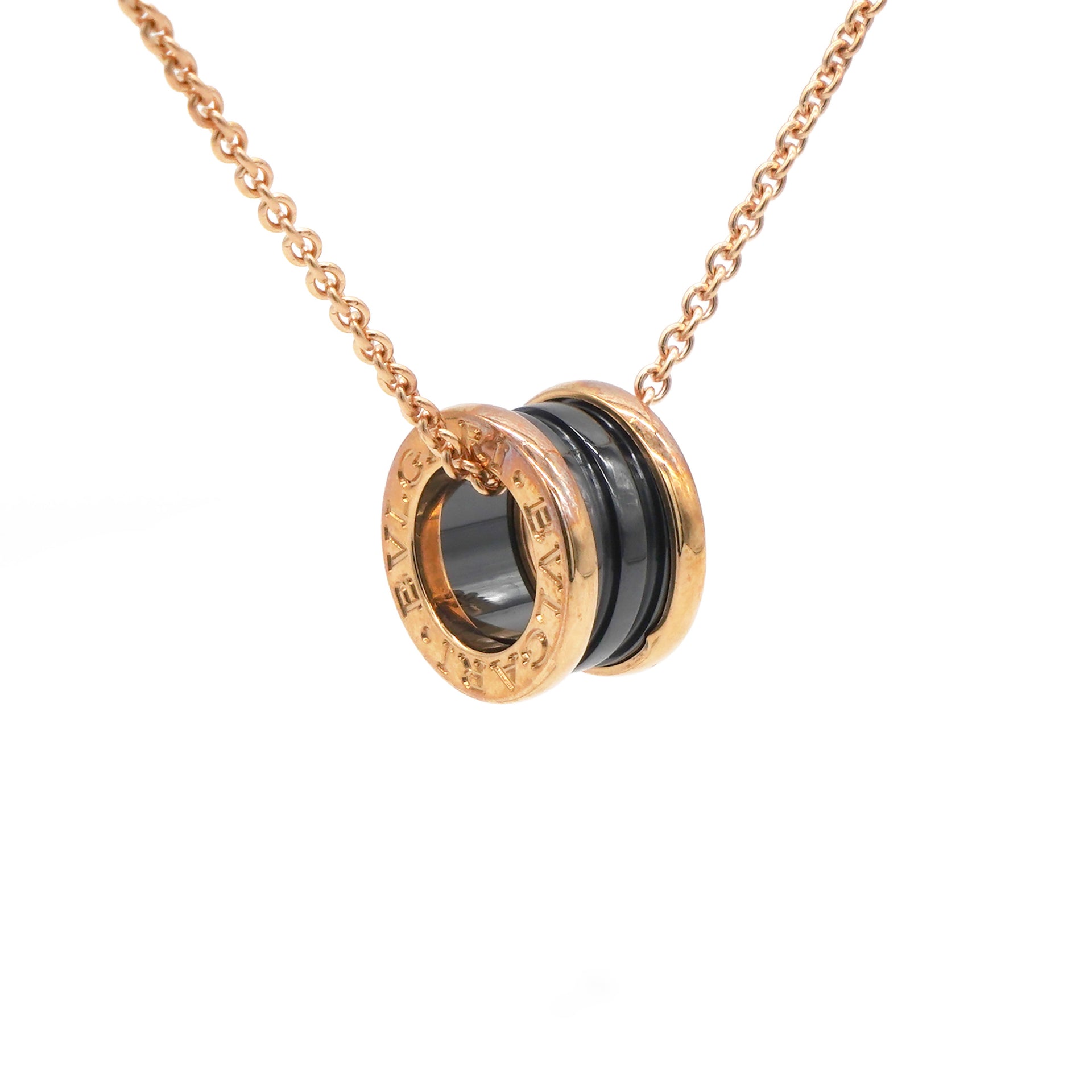 Black 18k Rose Gold B.zero1 Ceramic Necklace