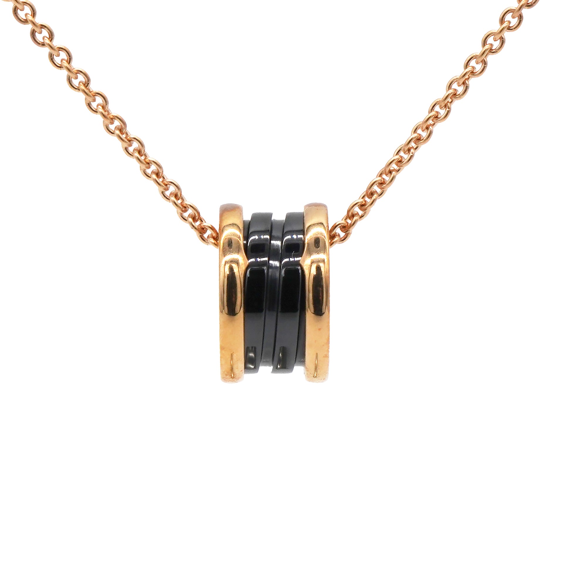 Black 18k Rose Gold B.zero1 Ceramic Necklace