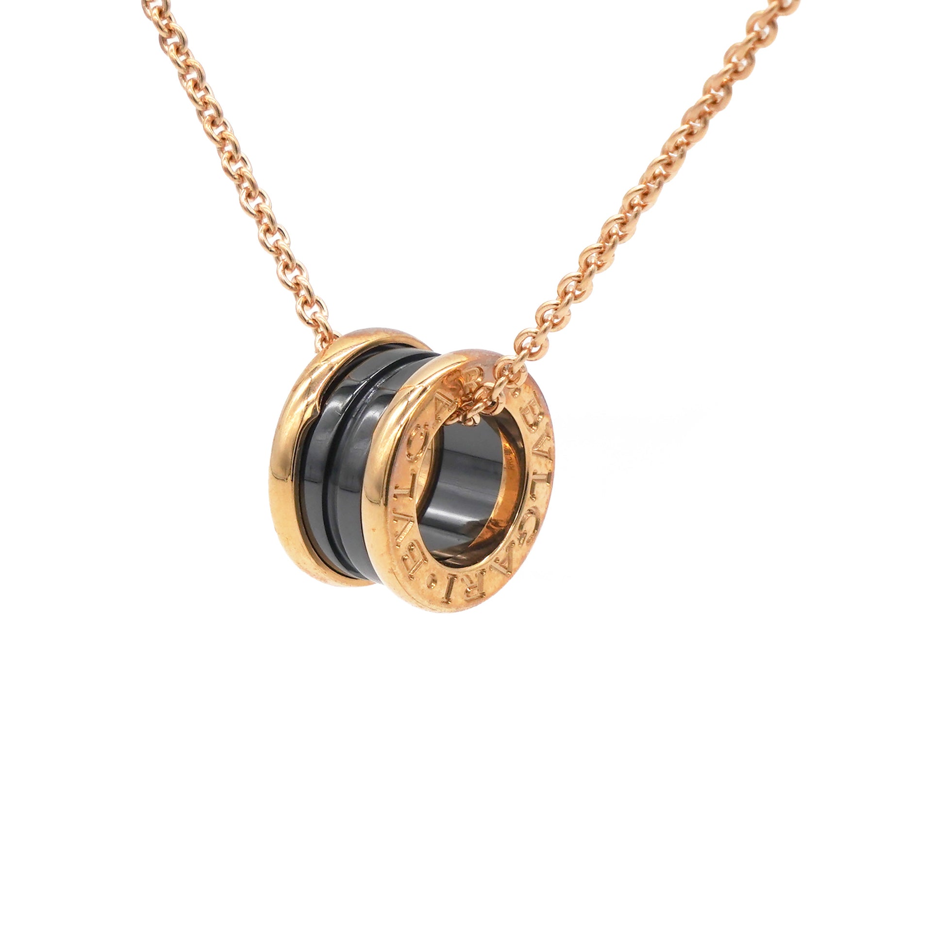 Black 18k Rose Gold B.zero1 Ceramic Necklace