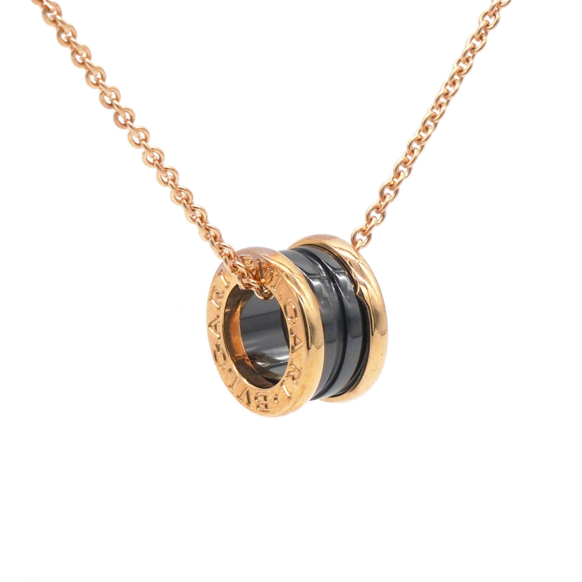 Black 18k Rose Gold B.zero1 Ceramic Necklace